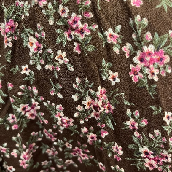 AEO Brown Floral Midi Skirt with Pockets - Picture 4 of 4